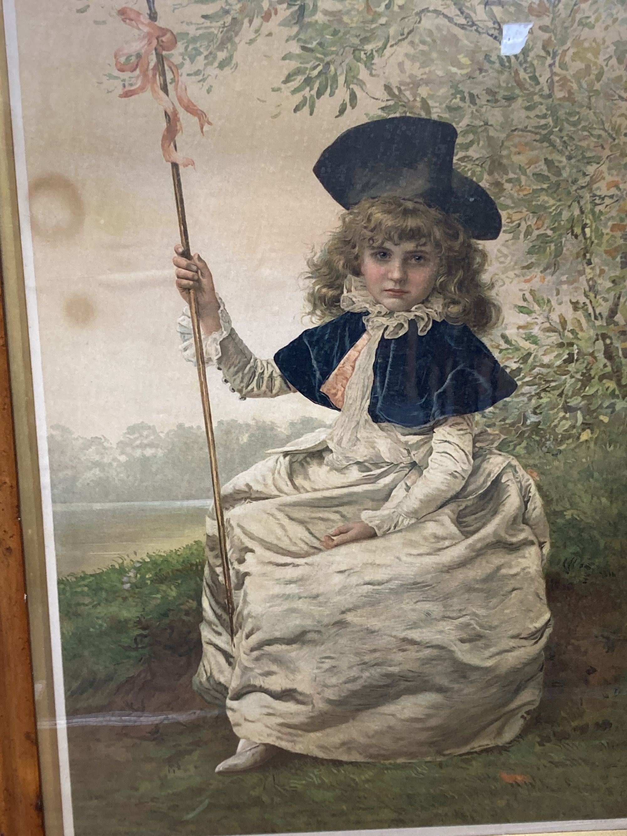 Victorian School, three chromolithograph, All Mine; Bo Peep and Boy Cricketer, largest 83 x 59cm